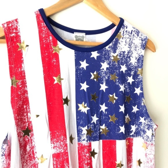 American Flag Memorial Day July 4th Tank Made In U.S.A Size Small Medium Large - Picture 5 of 11